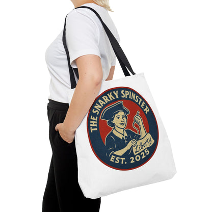 The Liberty Snarky Spinster Tote Bag - Fun Grocery Bag, Gift for Feminists, Retro Style, Sustainability, Everyday Use
