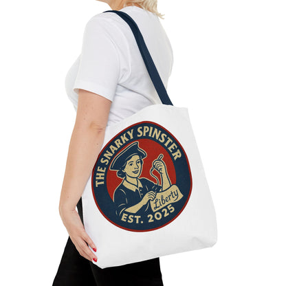 The Liberty Snarky Spinster Tote Bag - Fun Grocery Bag, Gift for Feminists, Retro Style, Sustainability, Everyday Use