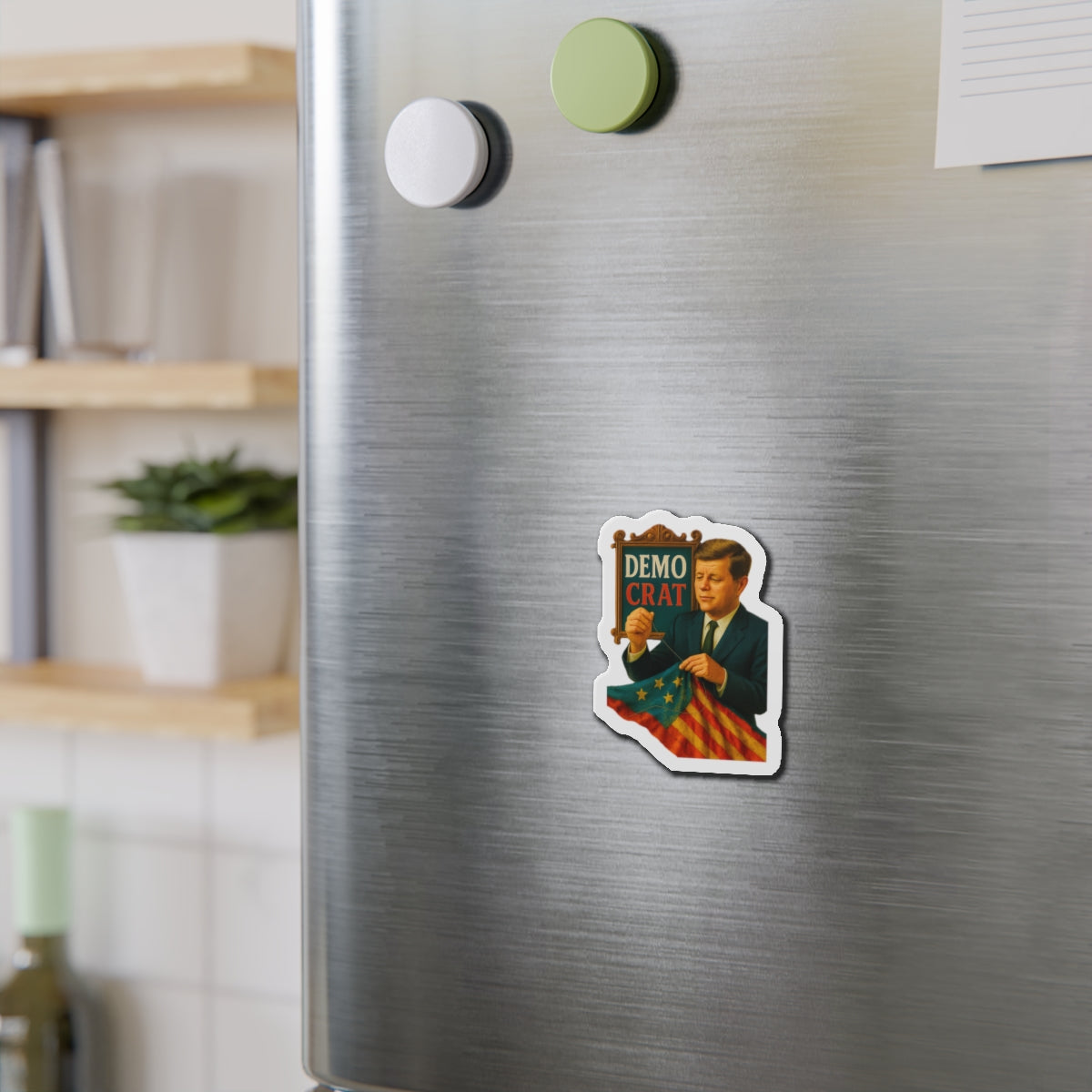 JFK Die-Cut Magnet - Fun Home Decor, Gift for Crafters, Quirky Kitchen Decor, Artsy Refrigerator Magnet, Unique Gift Idea