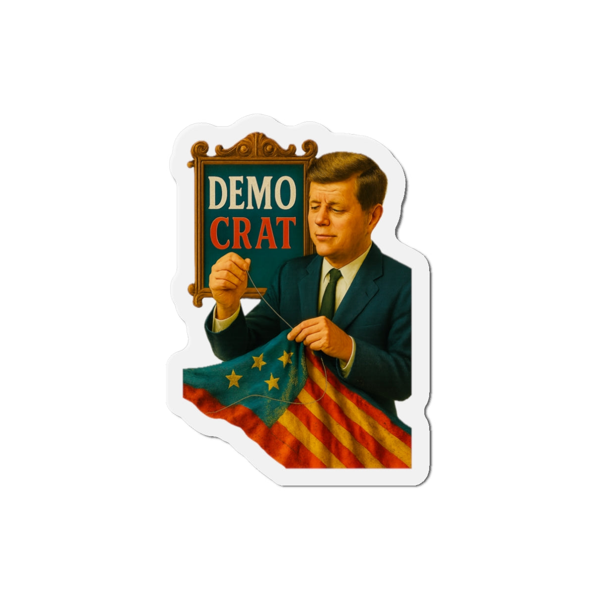 JFK Die-Cut Magnet - Fun Home Decor, Gift for Crafters, Quirky Kitchen Decor, Artsy Refrigerator Magnet, Unique Gift Idea