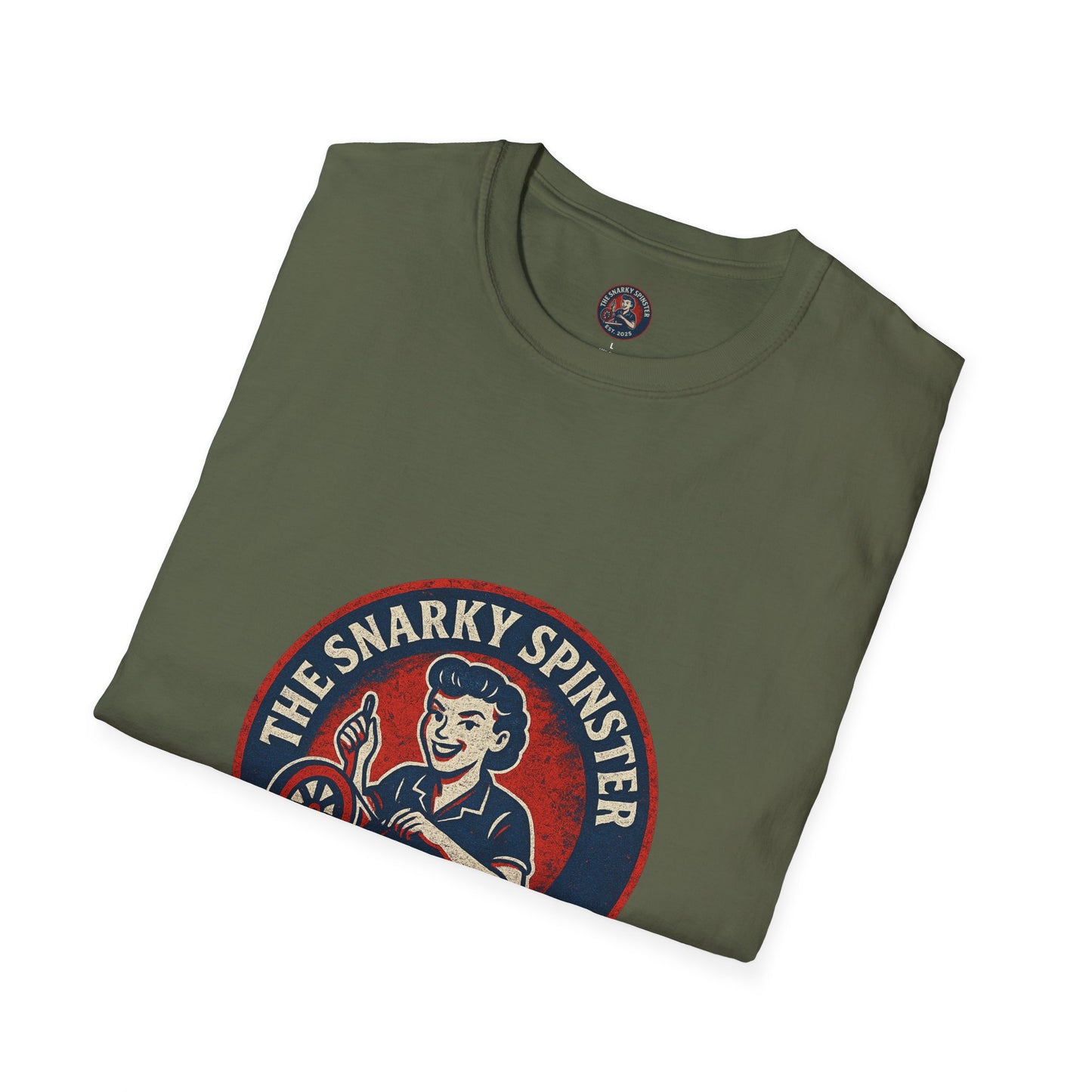 Unisex Softstyle T-Shirt - Snarky Spinster Logo, Inspirational Tee, Gift for Activists, Comfortable Everyday Wear, Perfect for Celebrations
