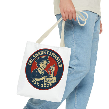 The Liberty Snarky Spinster Tote Bag - Fun Grocery Bag, Gift for Feminists, Retro Style, Sustainability, Everyday Use